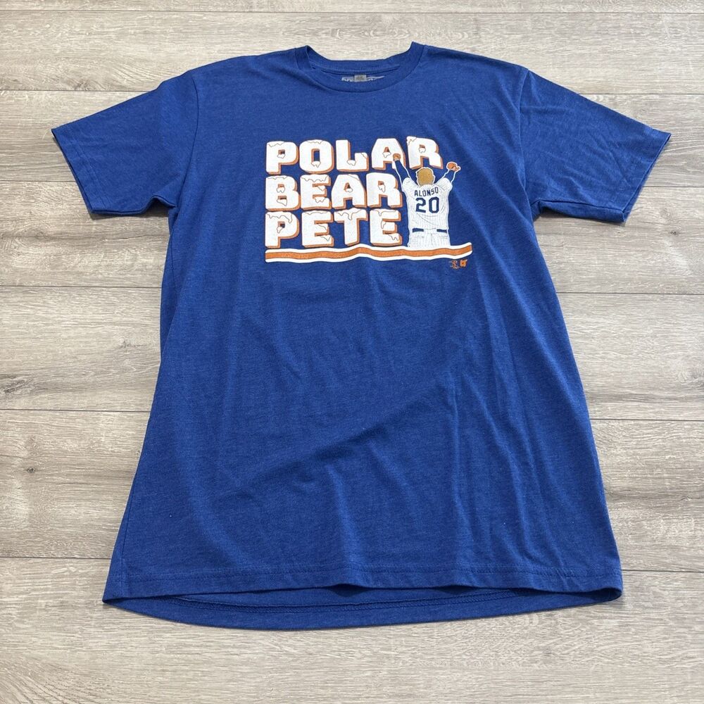 Pete Alonso Polar Bear Pete New York Mets Blue T Shirt Mens Medium MLB Tee